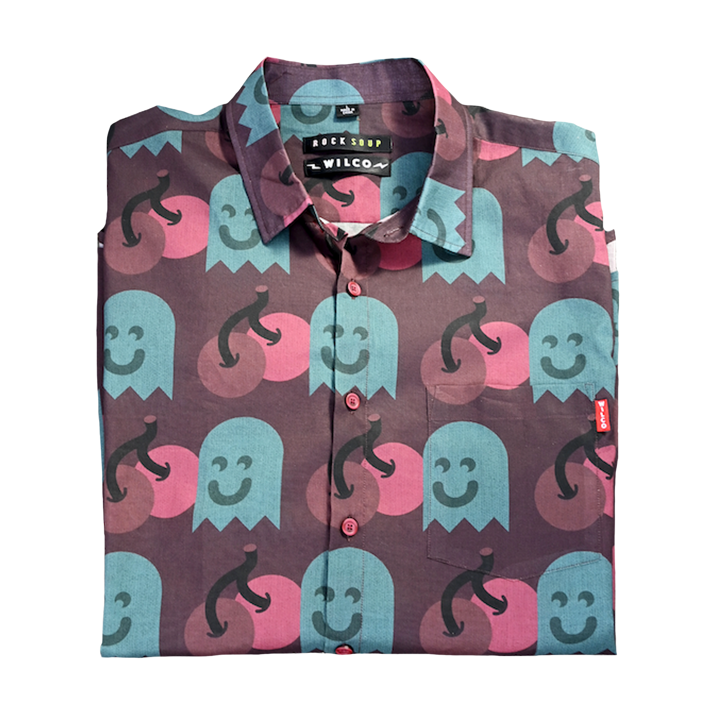 Wilco Cherry Ghost LIGHTWEIGHT Button Up Short Sleeve Shirt