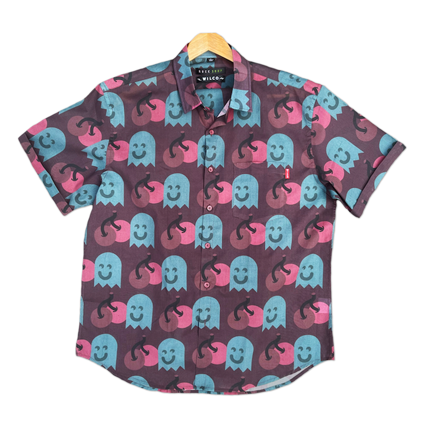 Wilco Cherry Ghost LIGHTWEIGHT Button Up Short Sleeve Shirt